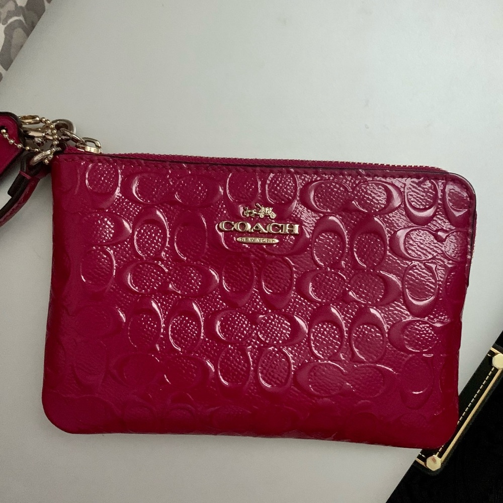 Coach Magenta Patent Leather Wristlet
